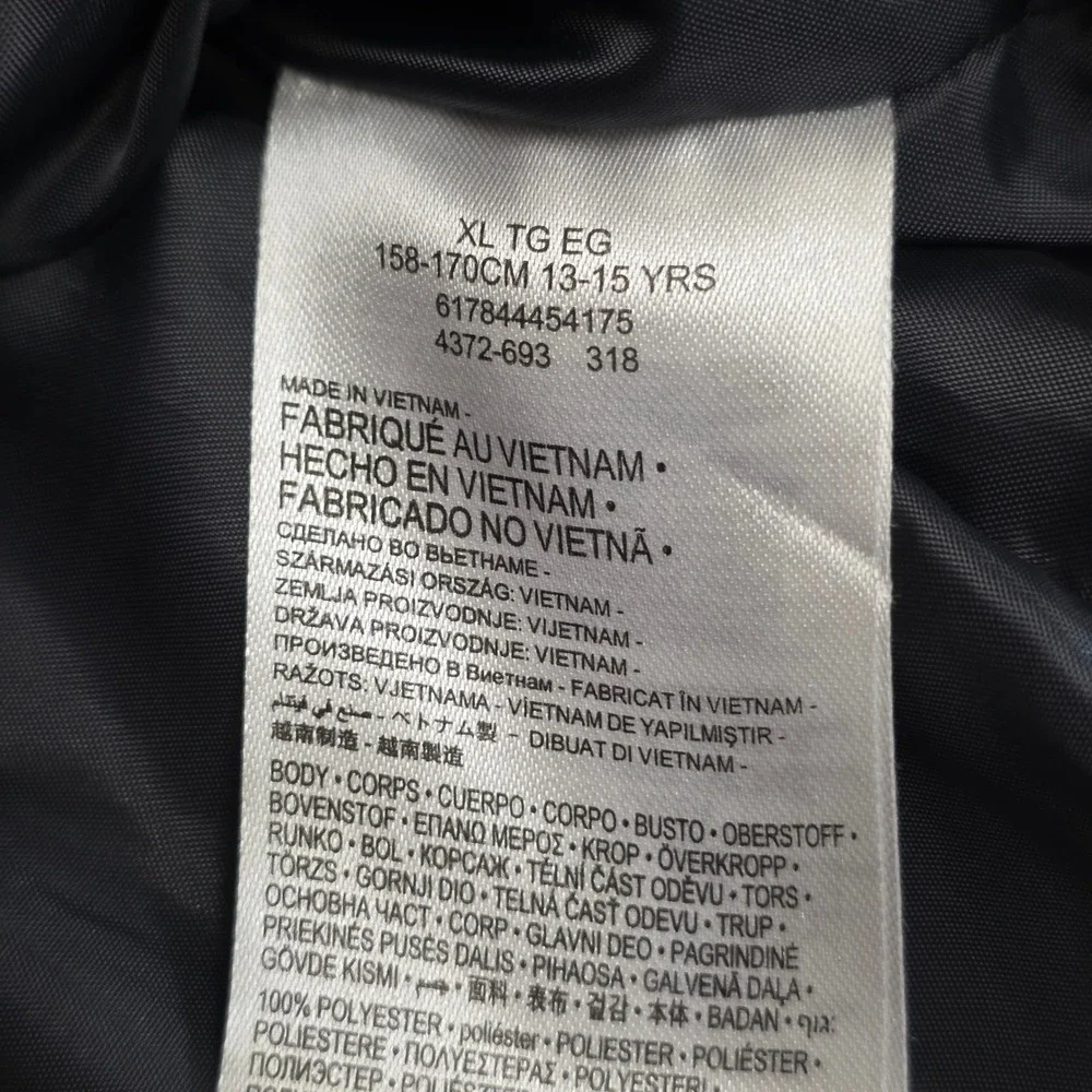Jordan‎ Kids Puffer Hooded Jacket Gray Zip Up Lightweight Size XL